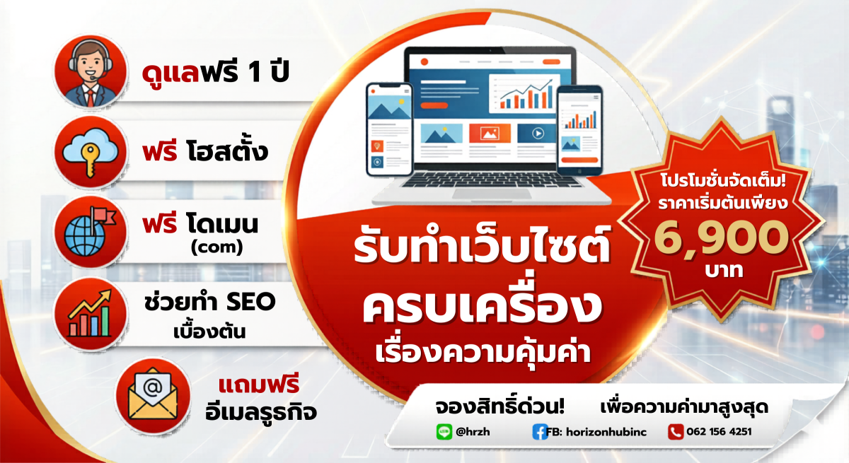 จ่ายหลักพัน ได้ครบเหมือนหลักหมื่น! รับทำเว็บไซต์ เริ่มต้นเพียง 6,900.-